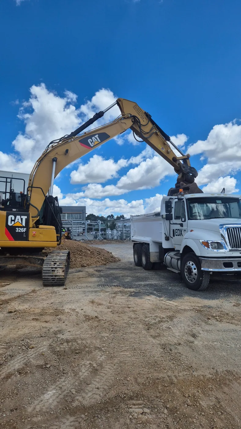 EDX excavator loading a tipper truck