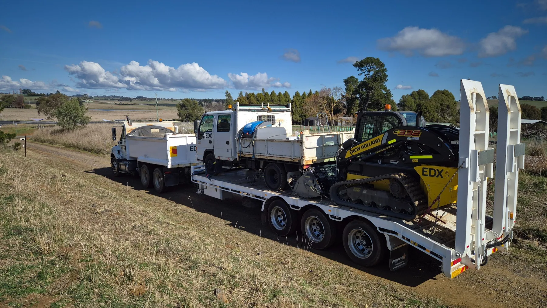 EDX tipper truck transporting equipment